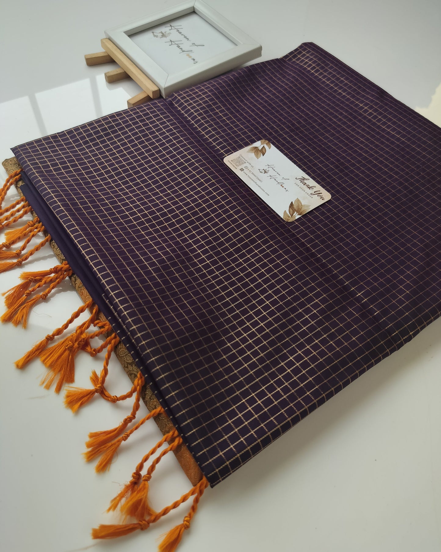 Vegan Silk Saree - Deep Plum Podi Kattam