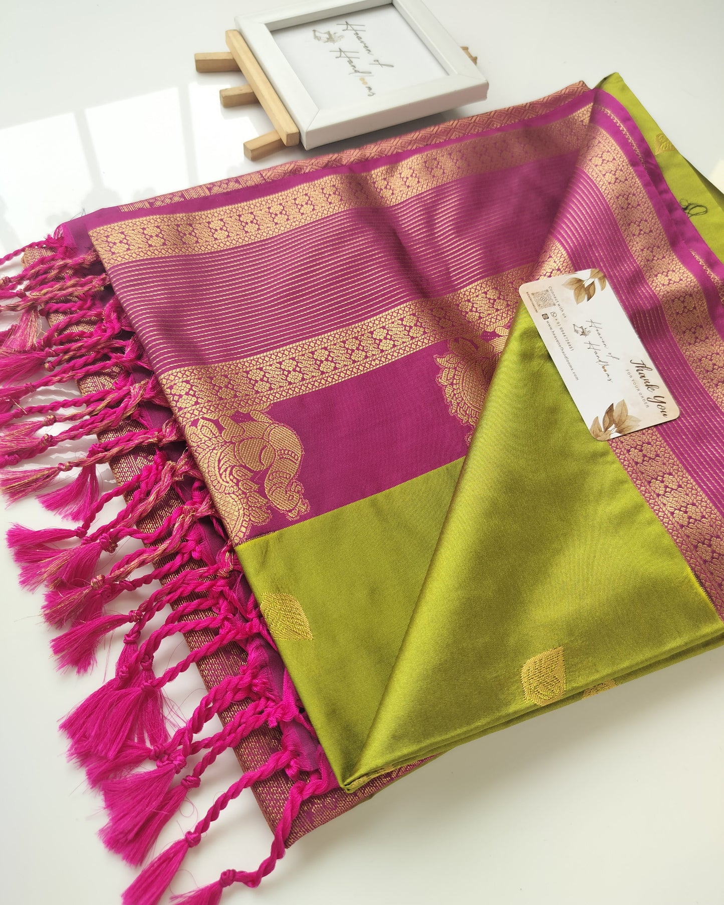 Vegan Silk Saree - Tiny Leaf