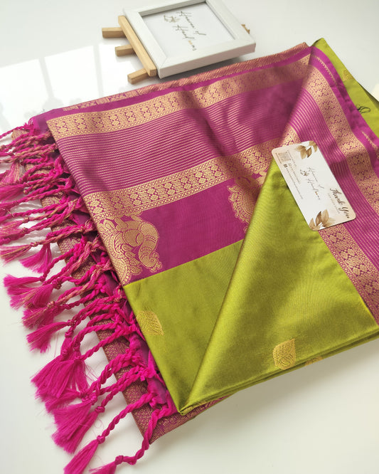 Vegan Silk Saree - Tiny Leaf