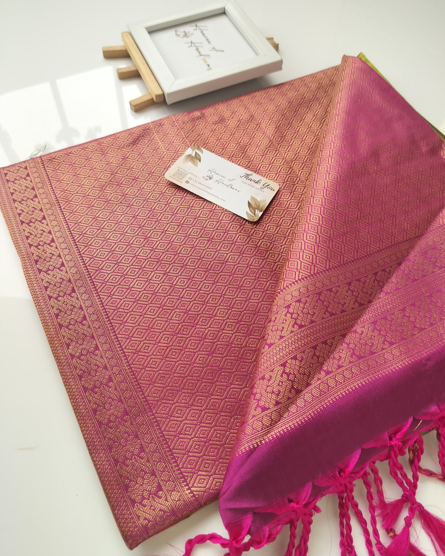 Vegan Silk Saree - Tiny Leaf