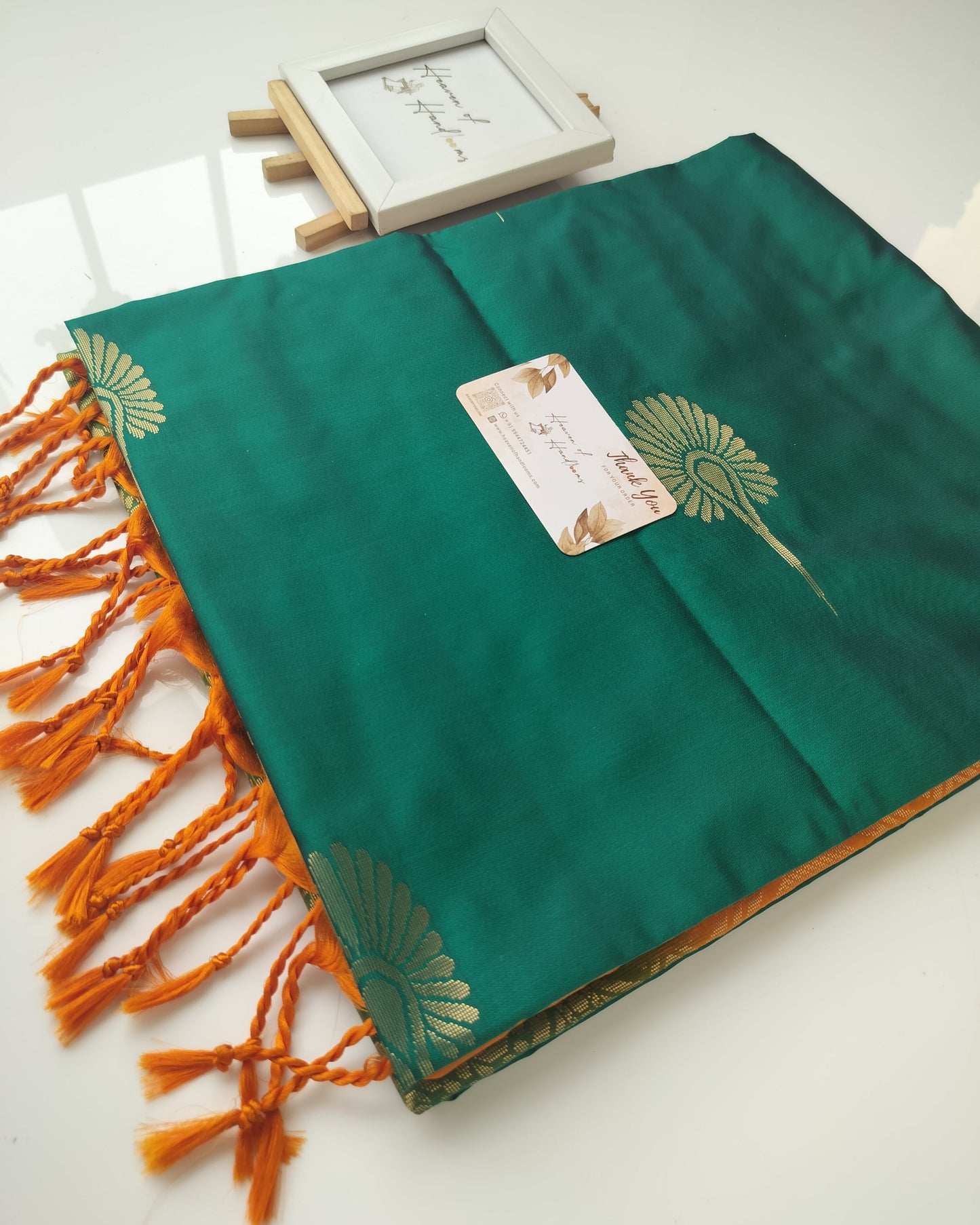 Vegan Silk Saree - Green Poo
