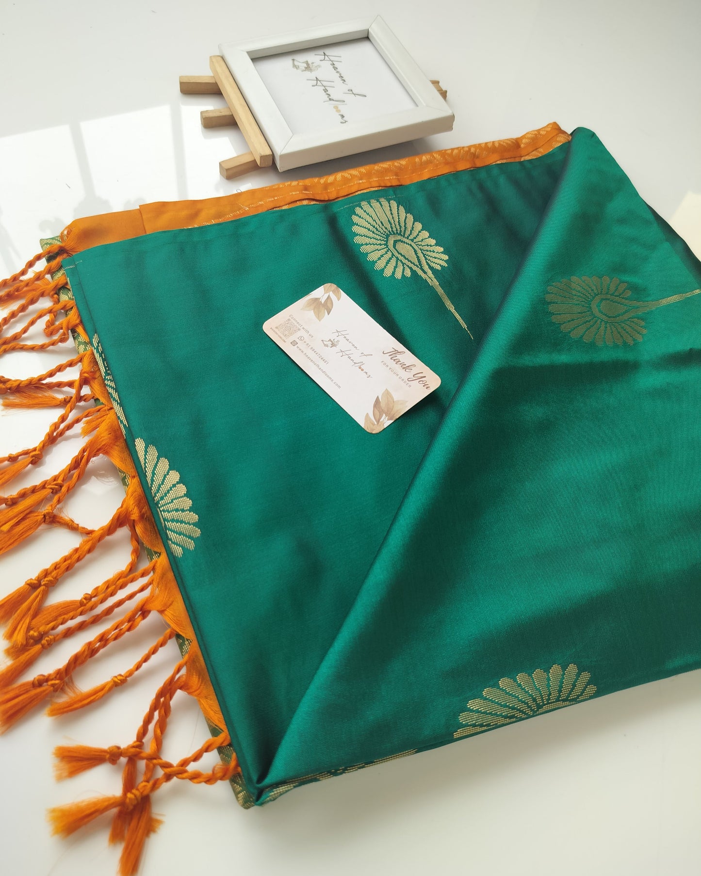 Vegan Silk Saree - Green Poo