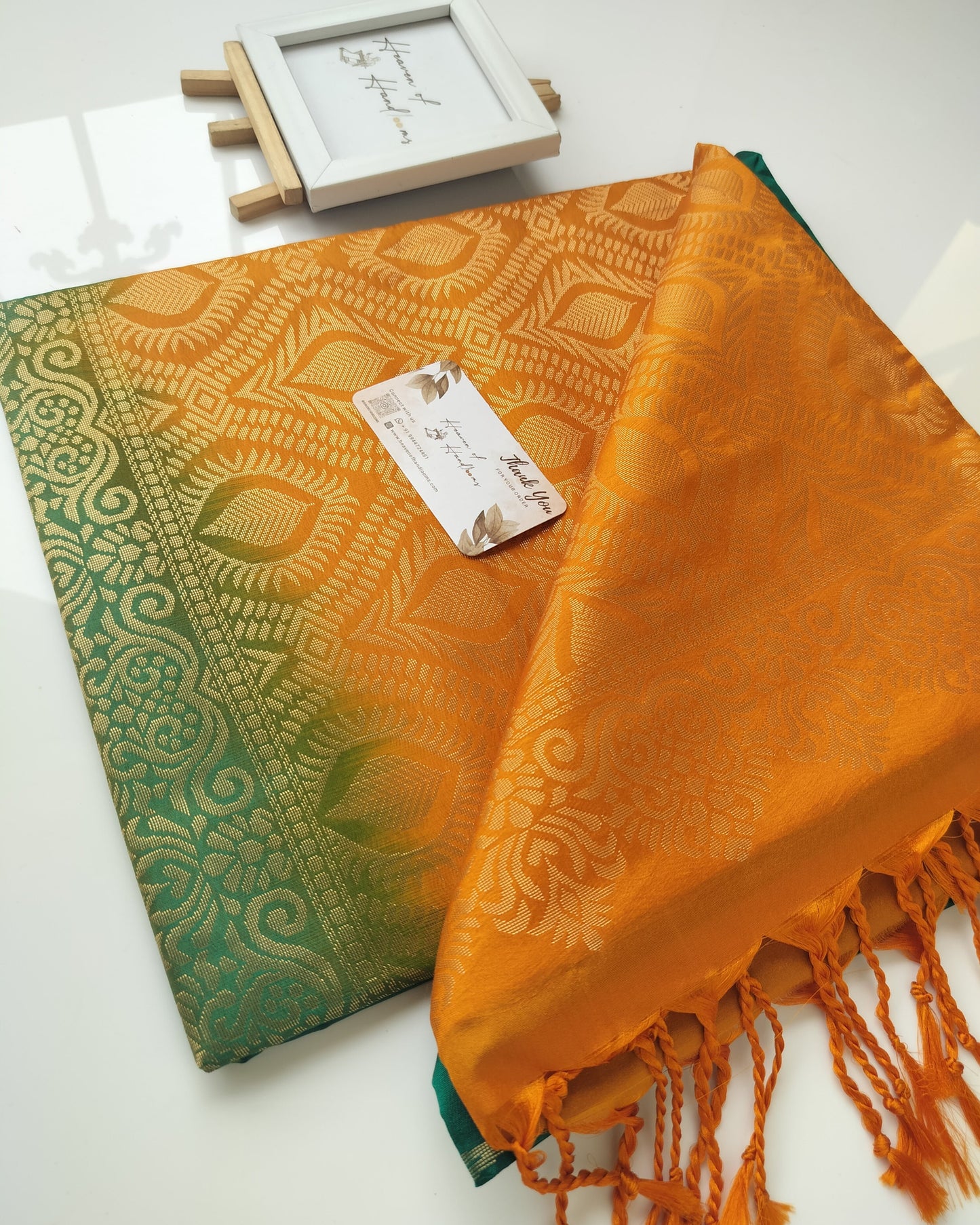 Vegan Silk Saree - Green Poo