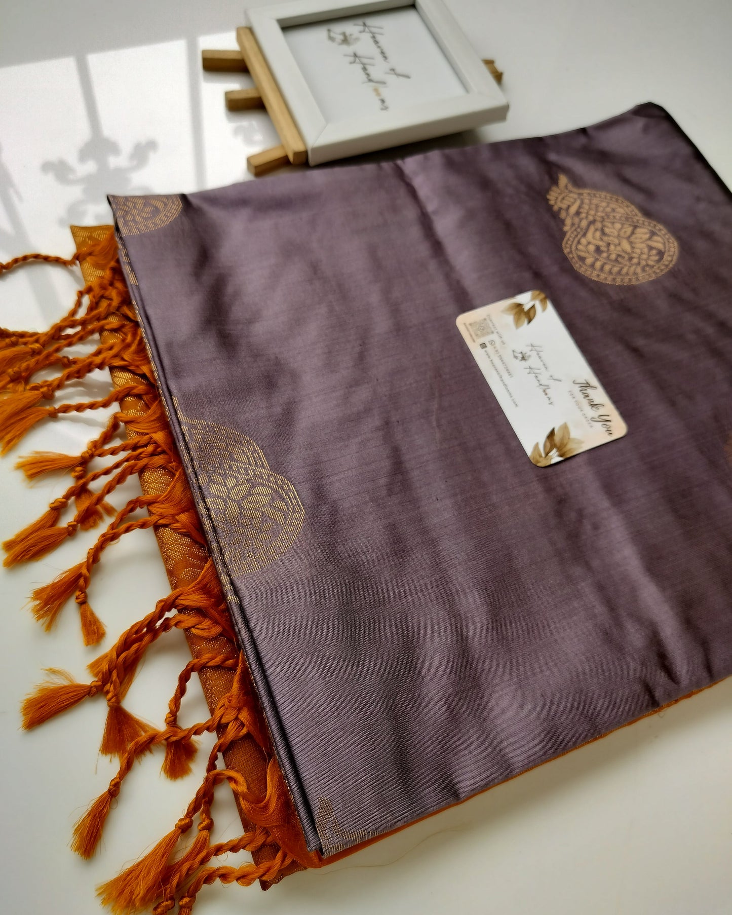 Vegan Silk Saree - Amethest Smoke