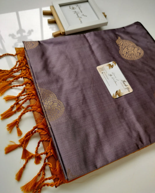 Vegan Silk Saree - Amethest Smoke