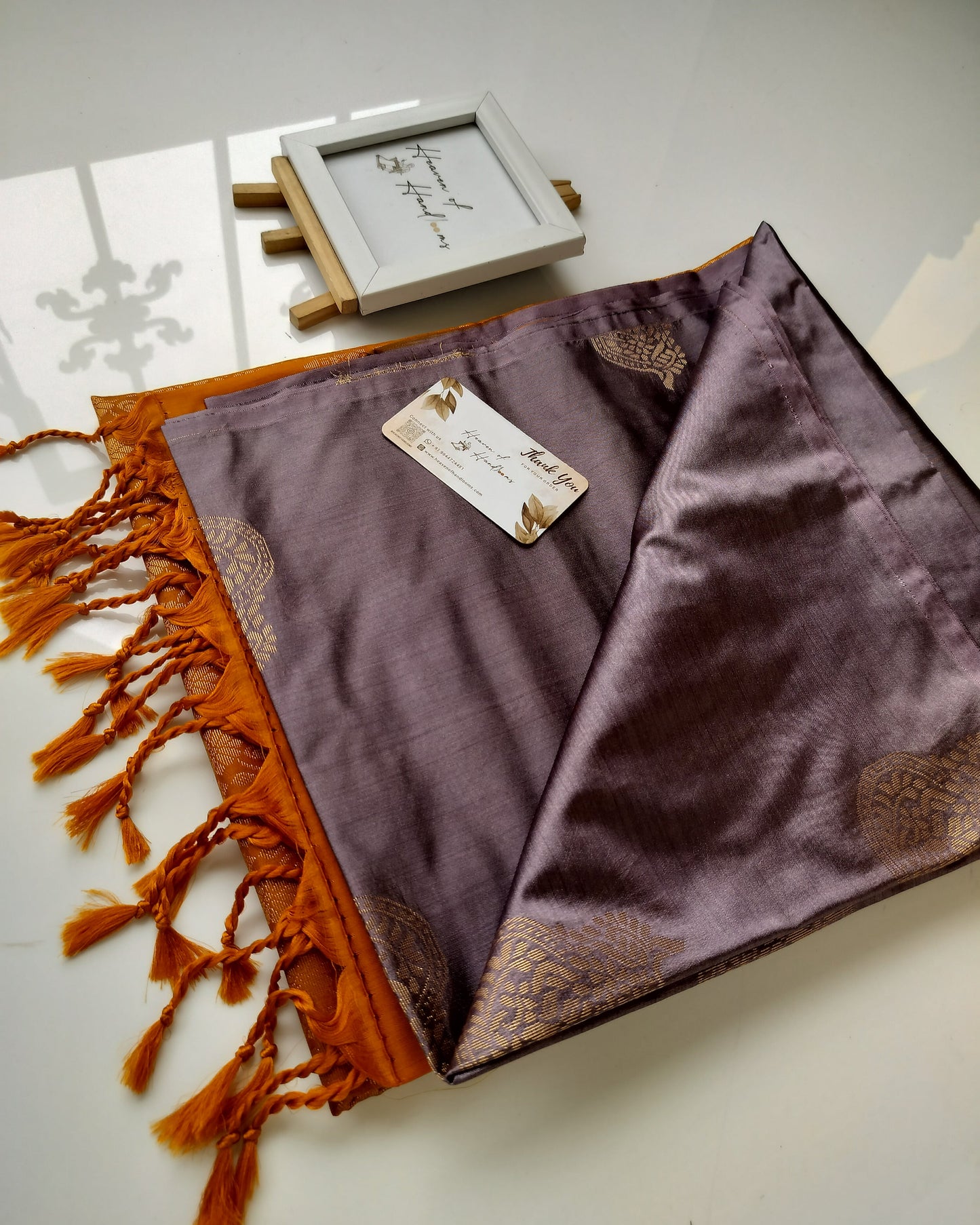 Vegan Silk Saree - Amethest Smoke