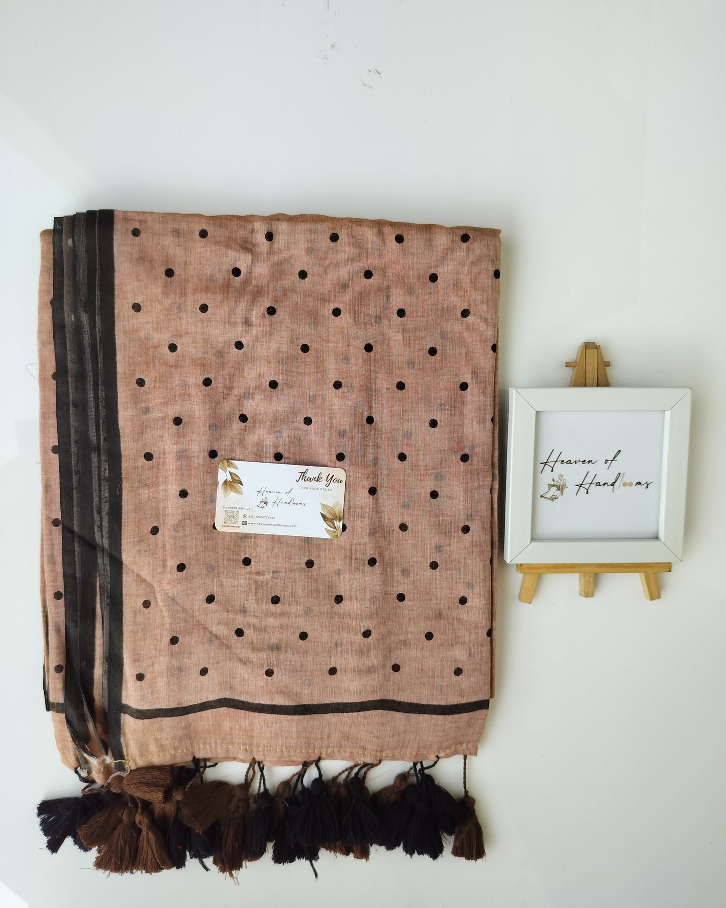 Printed Saree - Cinnamon Polka Dot