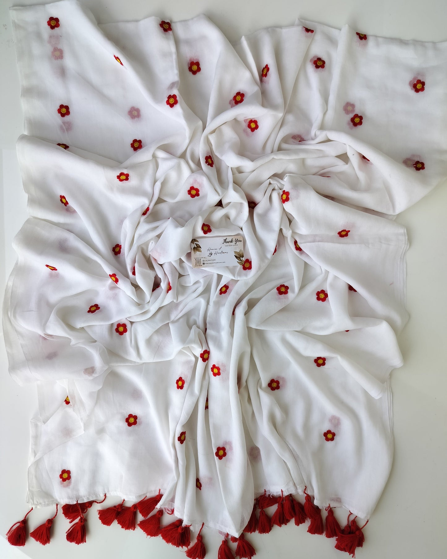 Embroidery Saree - White Blossom