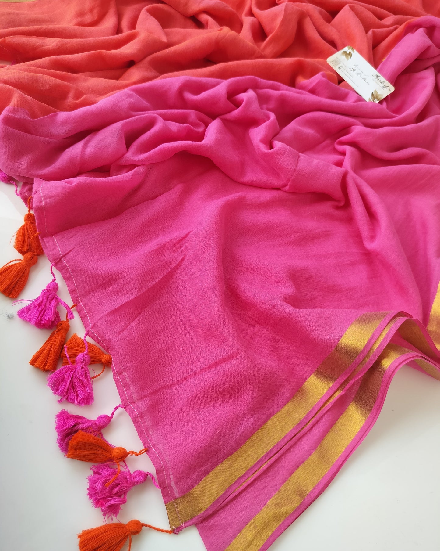 Festive Saree - Fiery Rose Gini