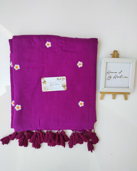 Embroidery Saree - Violet Blossom