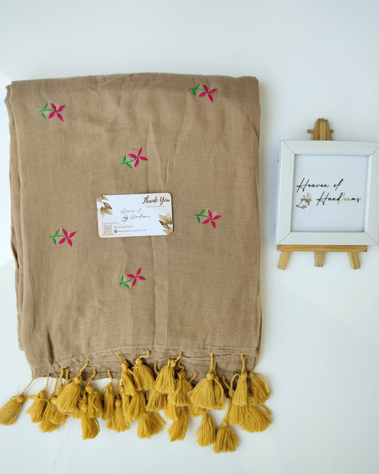 Embroidery Saree - Medium Buff