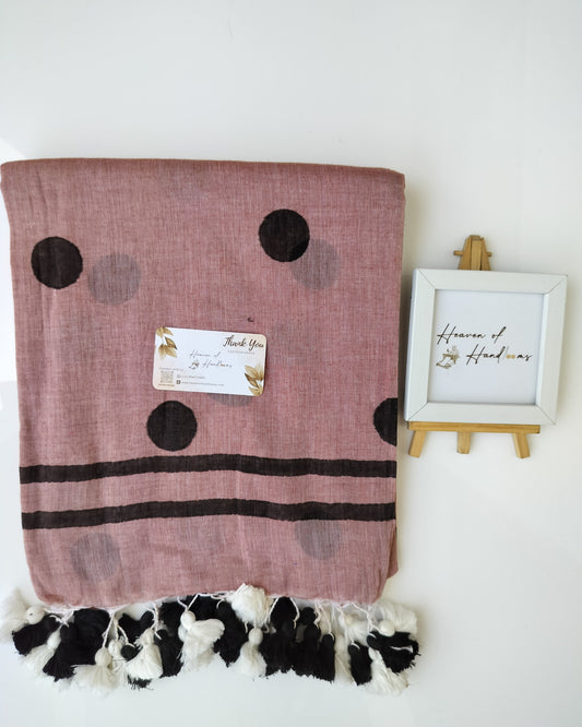 Printed Saree - Large Cinnamon Polka Dot