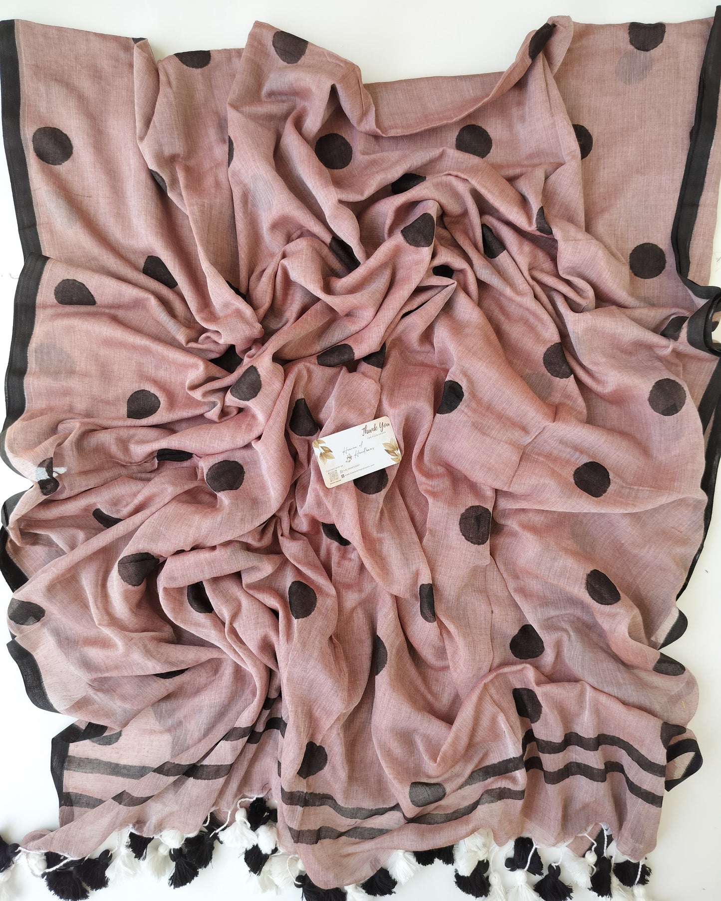 Printed Saree - Large Cinnamon Polka Dot
