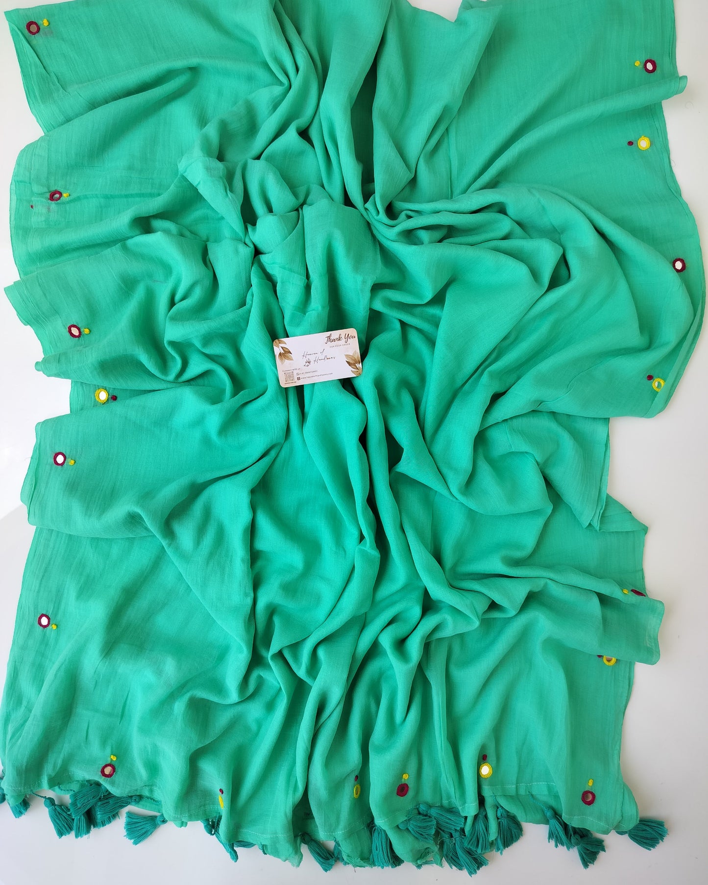 Festive Saree - Sea Green Gini Embroidery