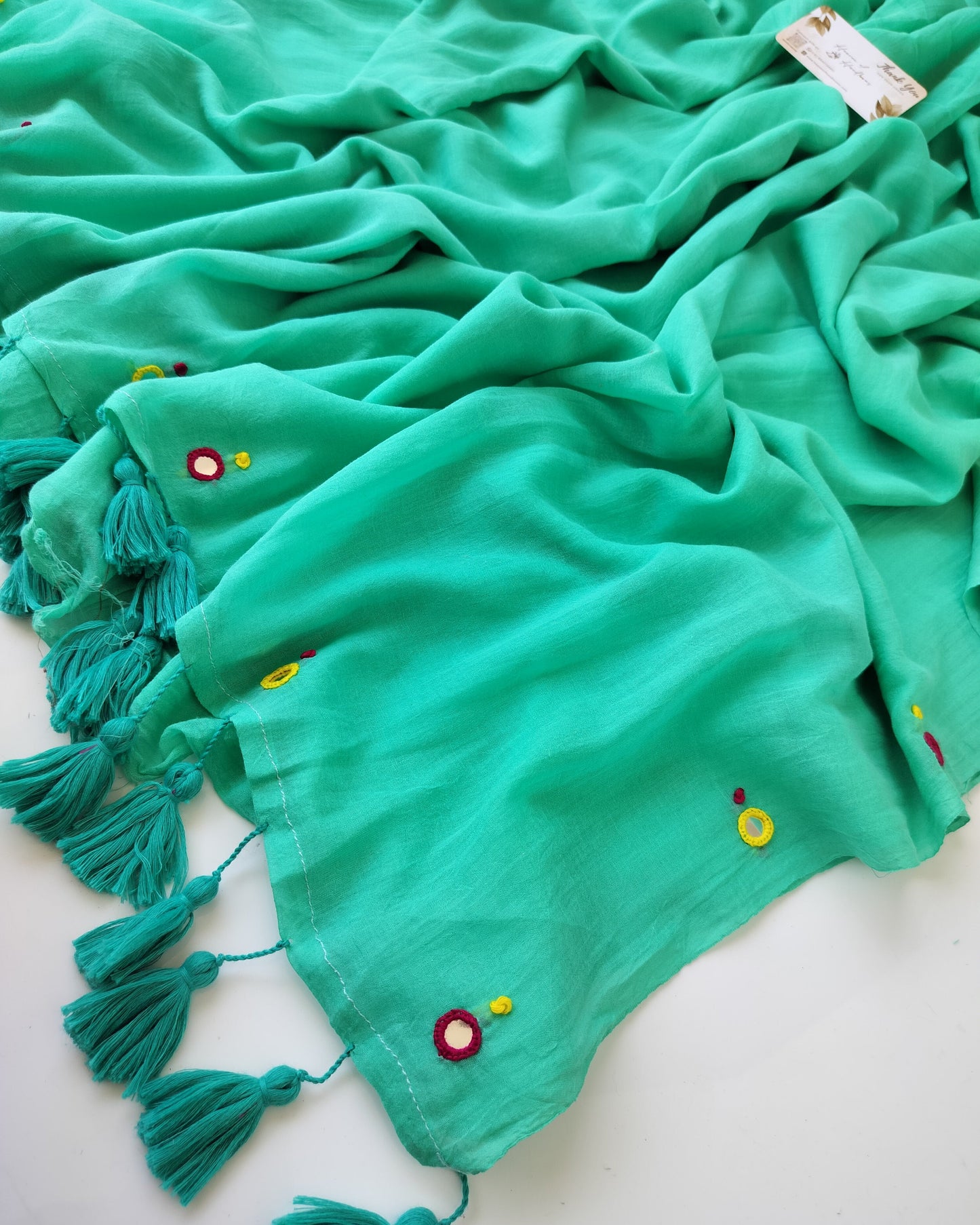 Festive Saree - Sea Green Gini Embroidery