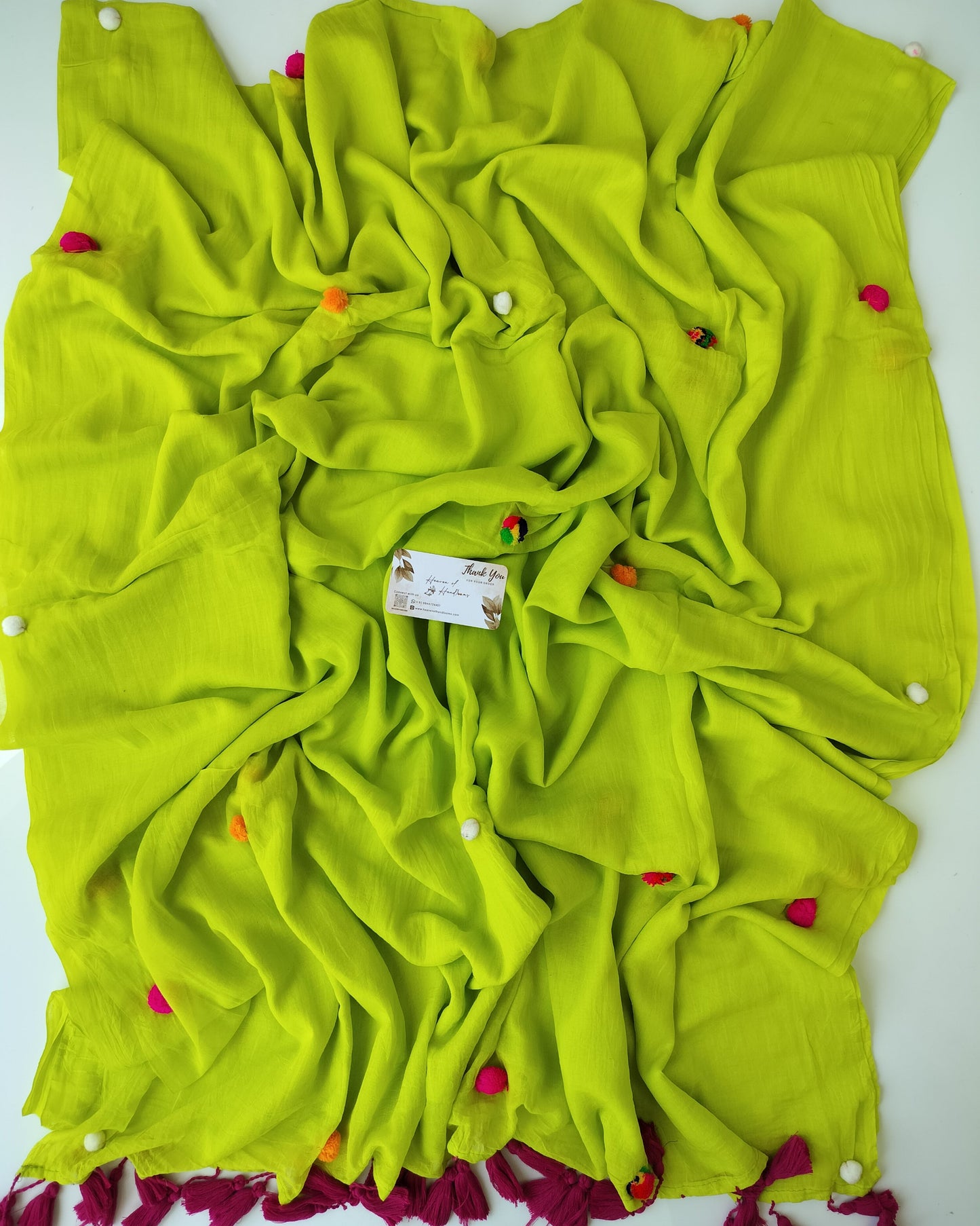 Festive Saree - Neon Pom Pom