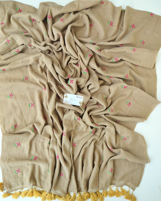 Embroidery Saree - Medium Buff