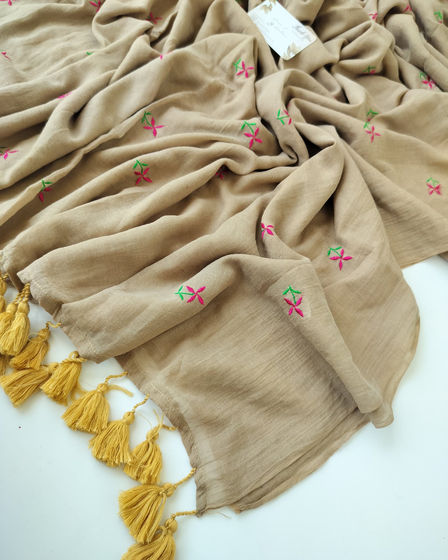 Embroidery Saree - Medium Buff