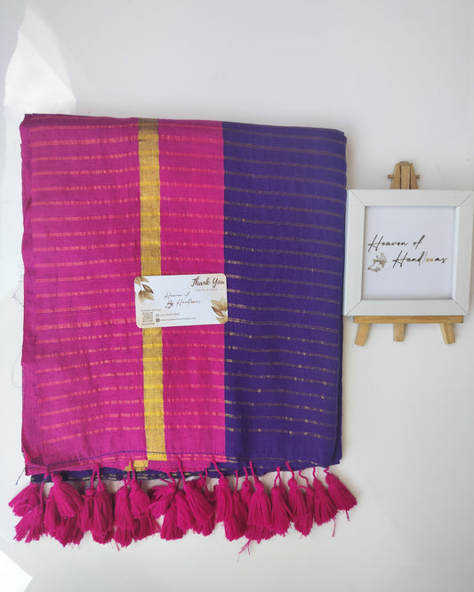 Festive Saree - Purple With Pink