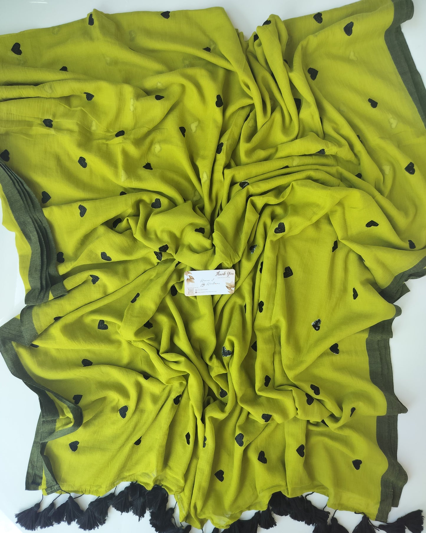 Embroidery Saree -  Olive Heart