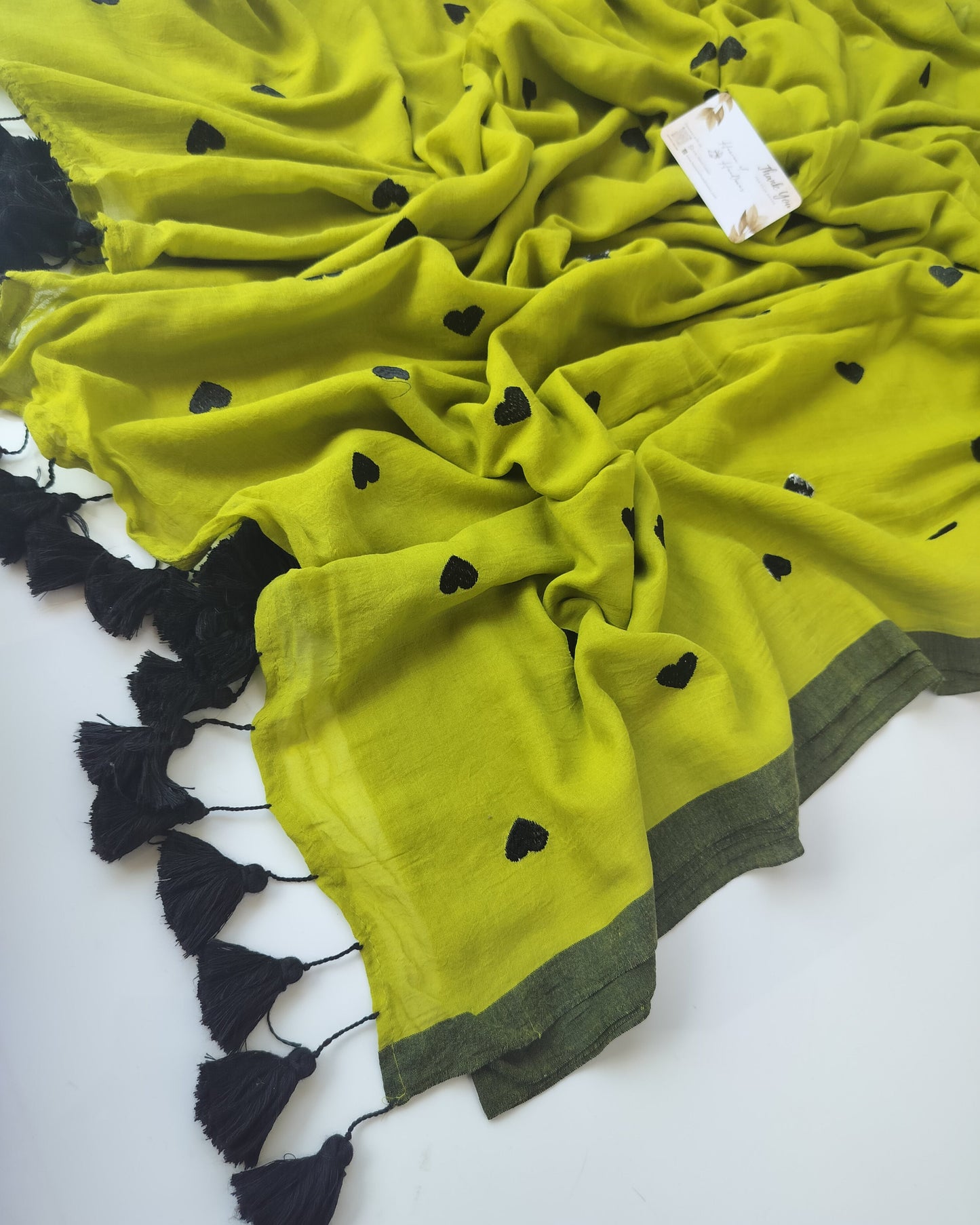 Embroidery Saree -  Olive Heart