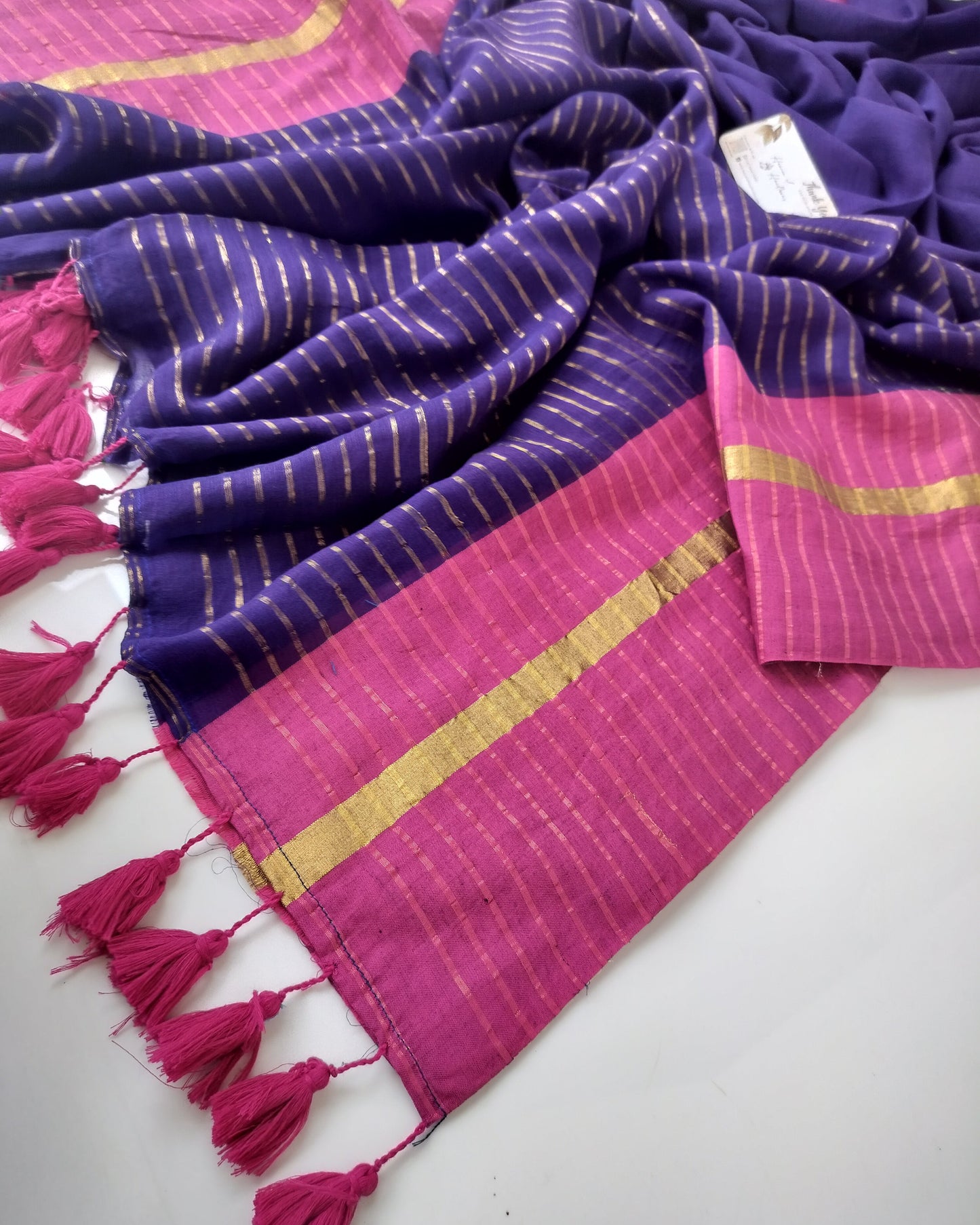 Festive Saree - Purple With Pink