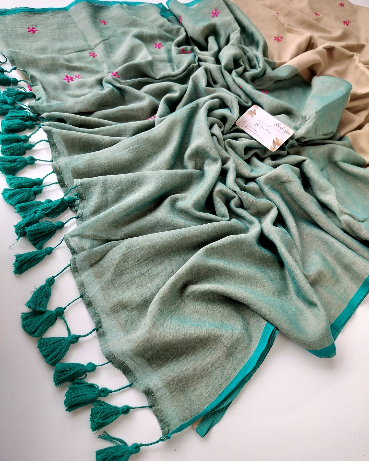 Festive Saree - Grey Pink Floral