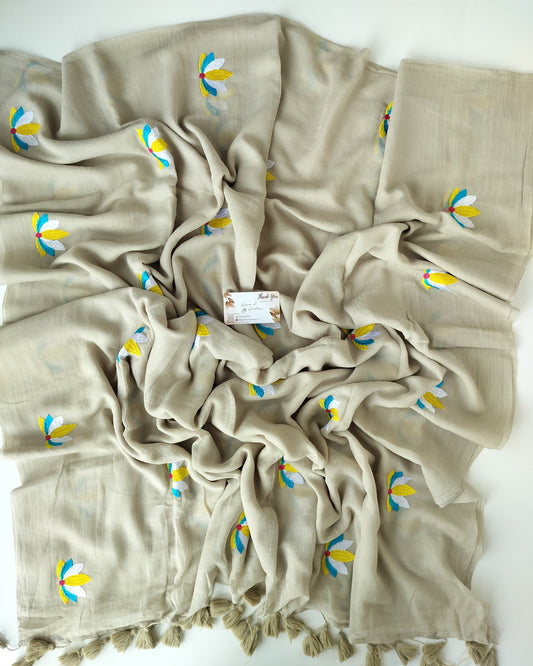 Festive Saree - Grey Lotus