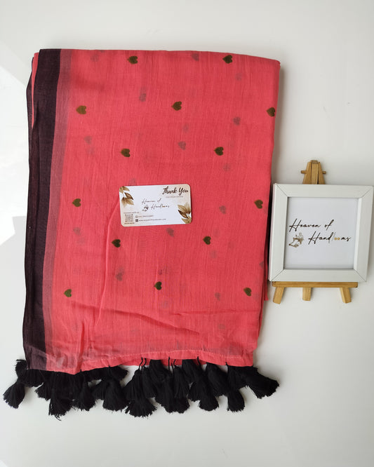 Printed Saree - Fury Rose Tiny Heart