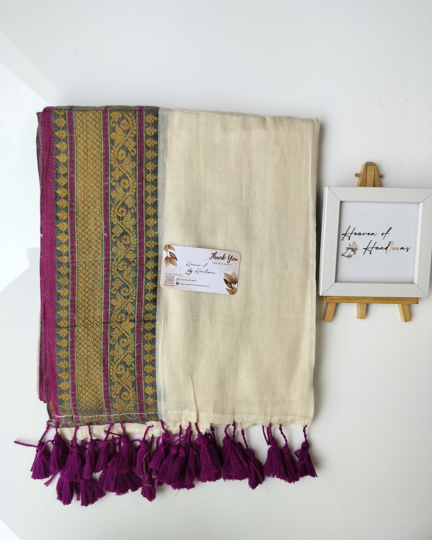 Onam-Vishu Saree - Cream Plum Border