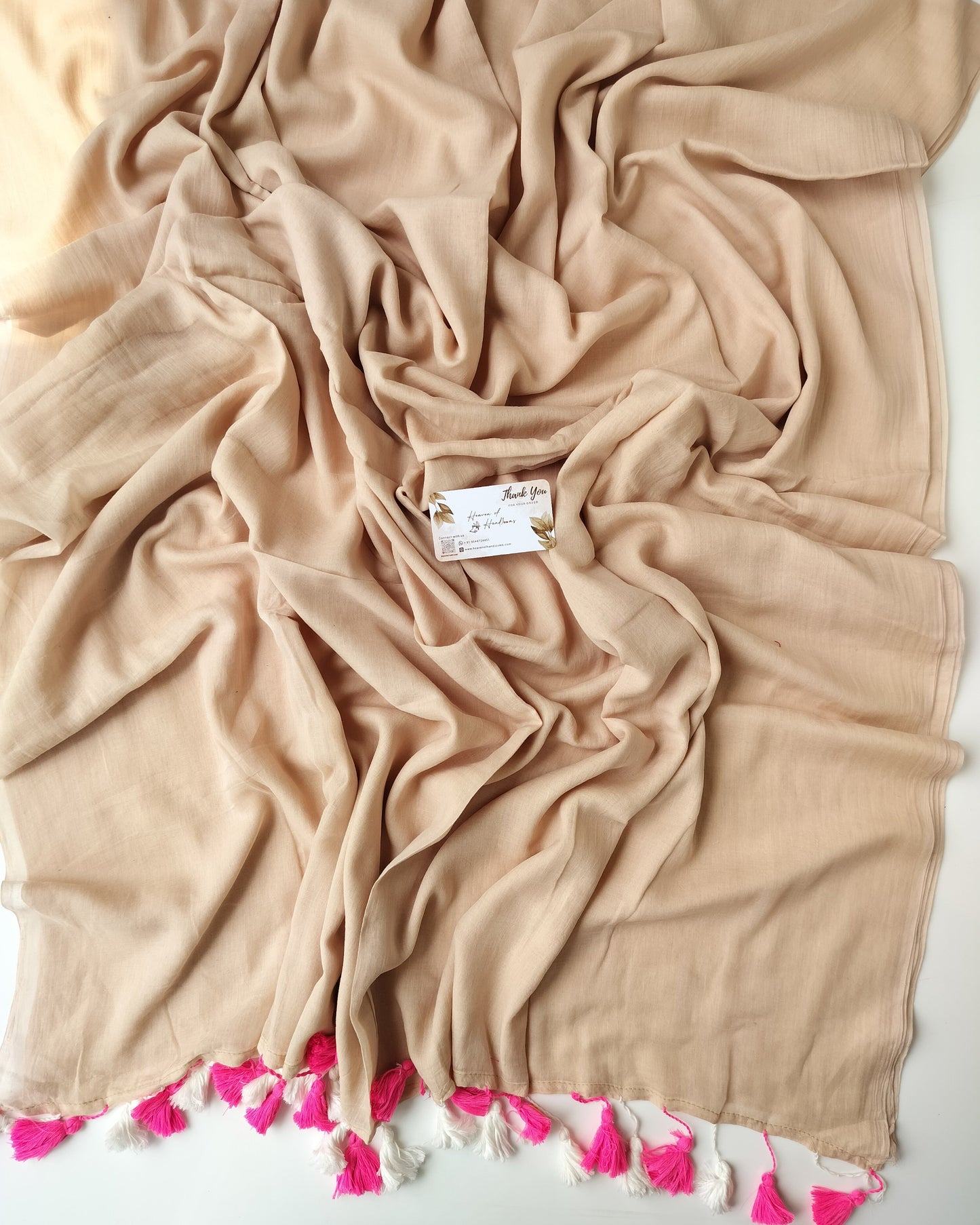 Plain Mul Saree - Pale Pink