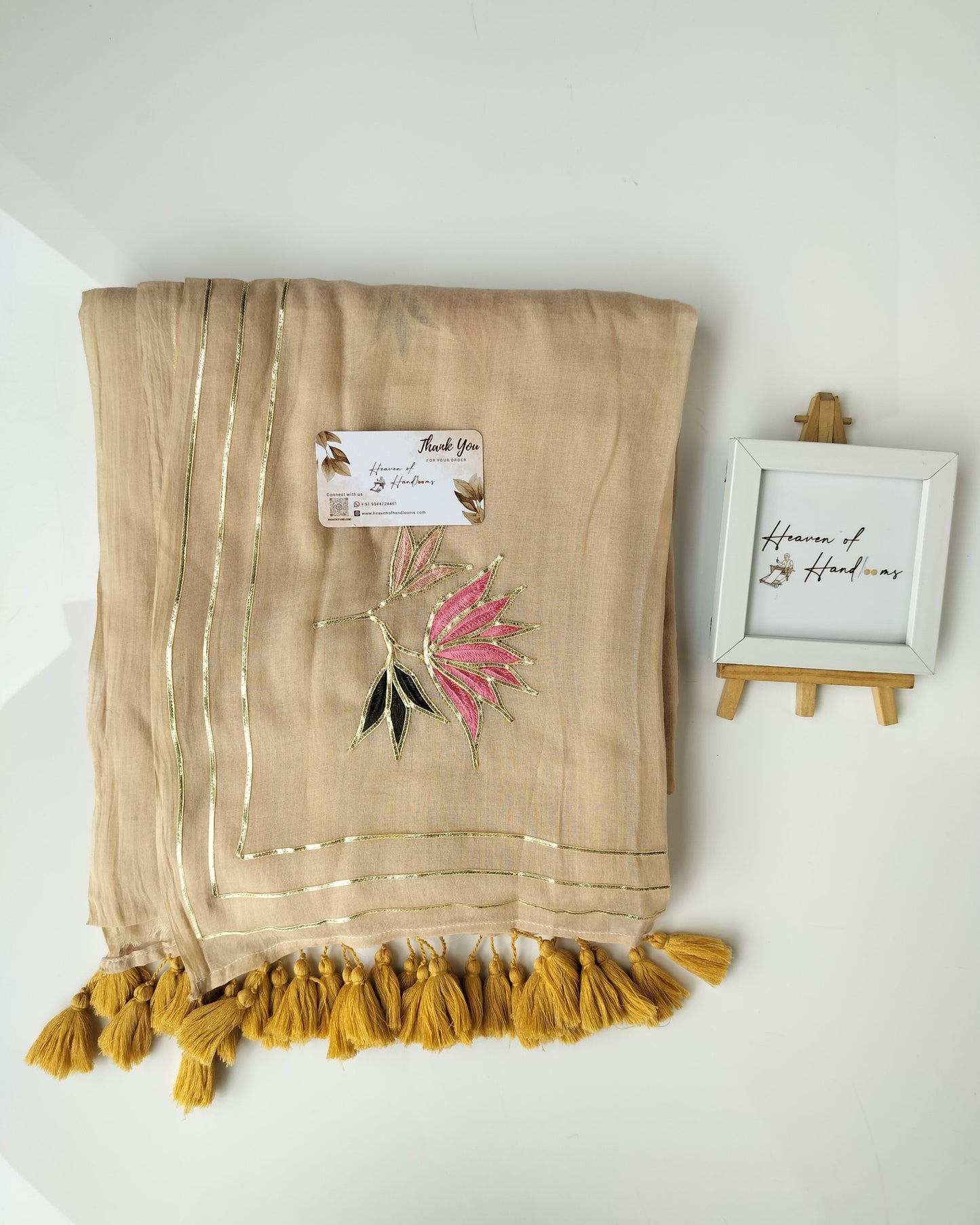 Festive Saree - Designer Lotus Cream