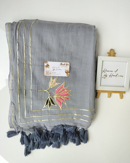 Festive Saree - Designer Lotus Grey