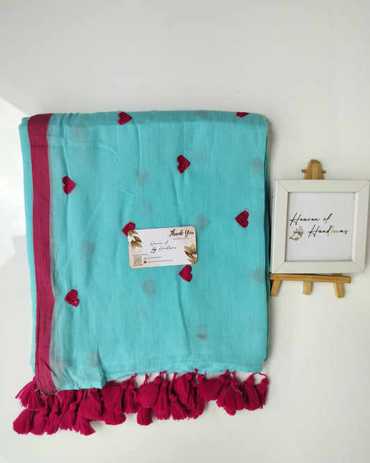 Embroidery Saree - Sky Heart
