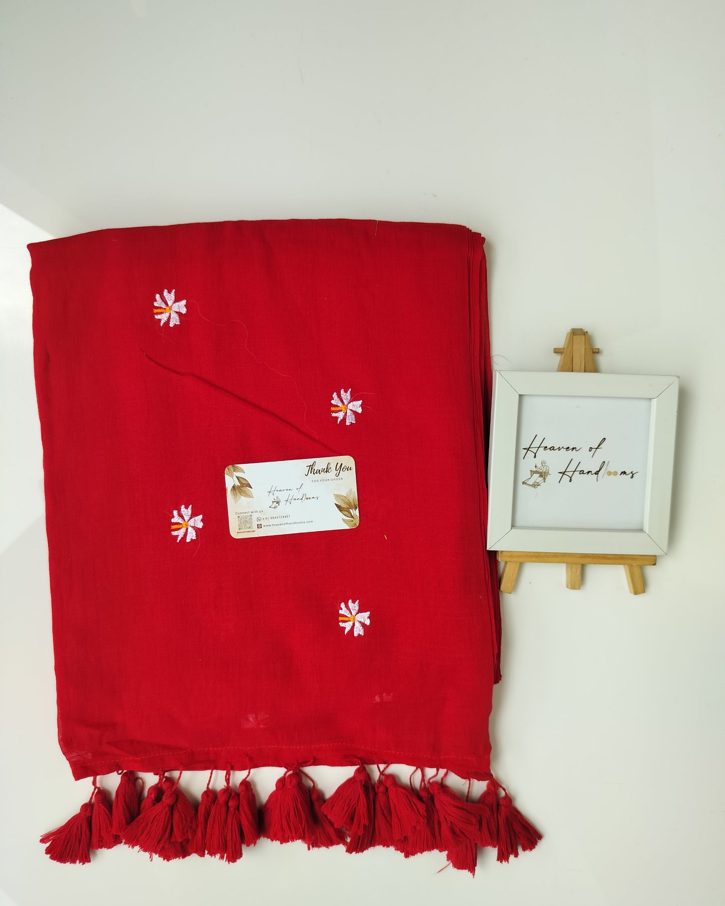 Embroidery Saree - Red Parijat