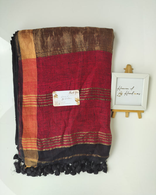 Linen by Linen - Black Maroon