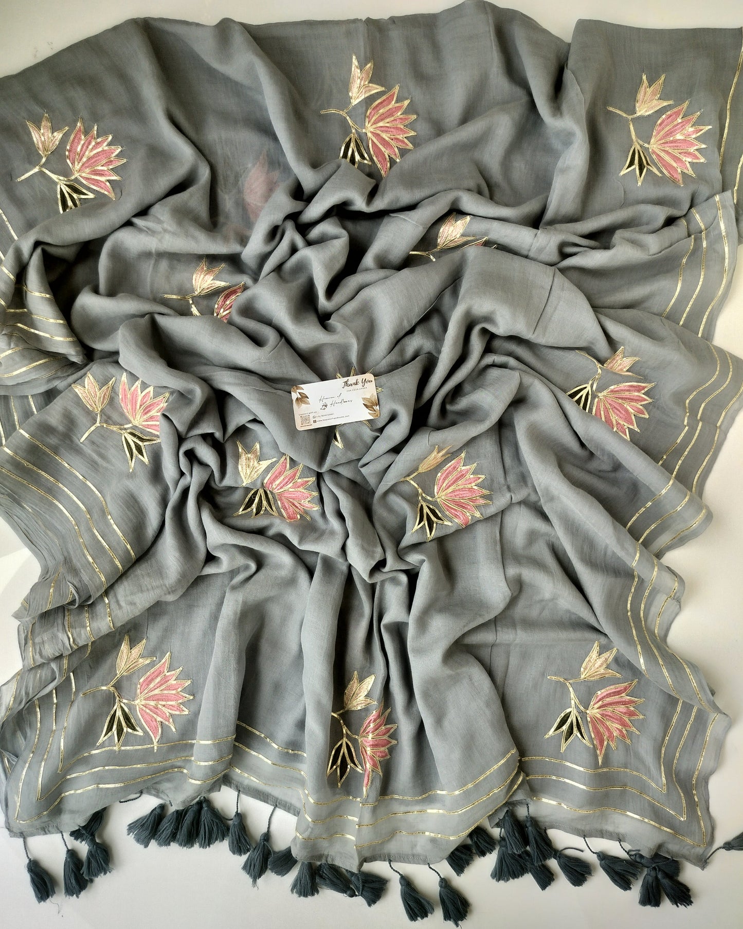 Festive Saree - Designer Lotus Grey