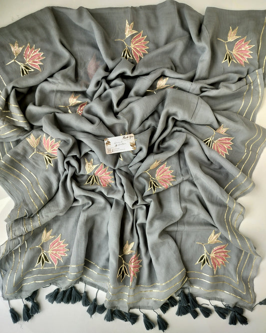 Festive Saree - Designer Lotus Grey