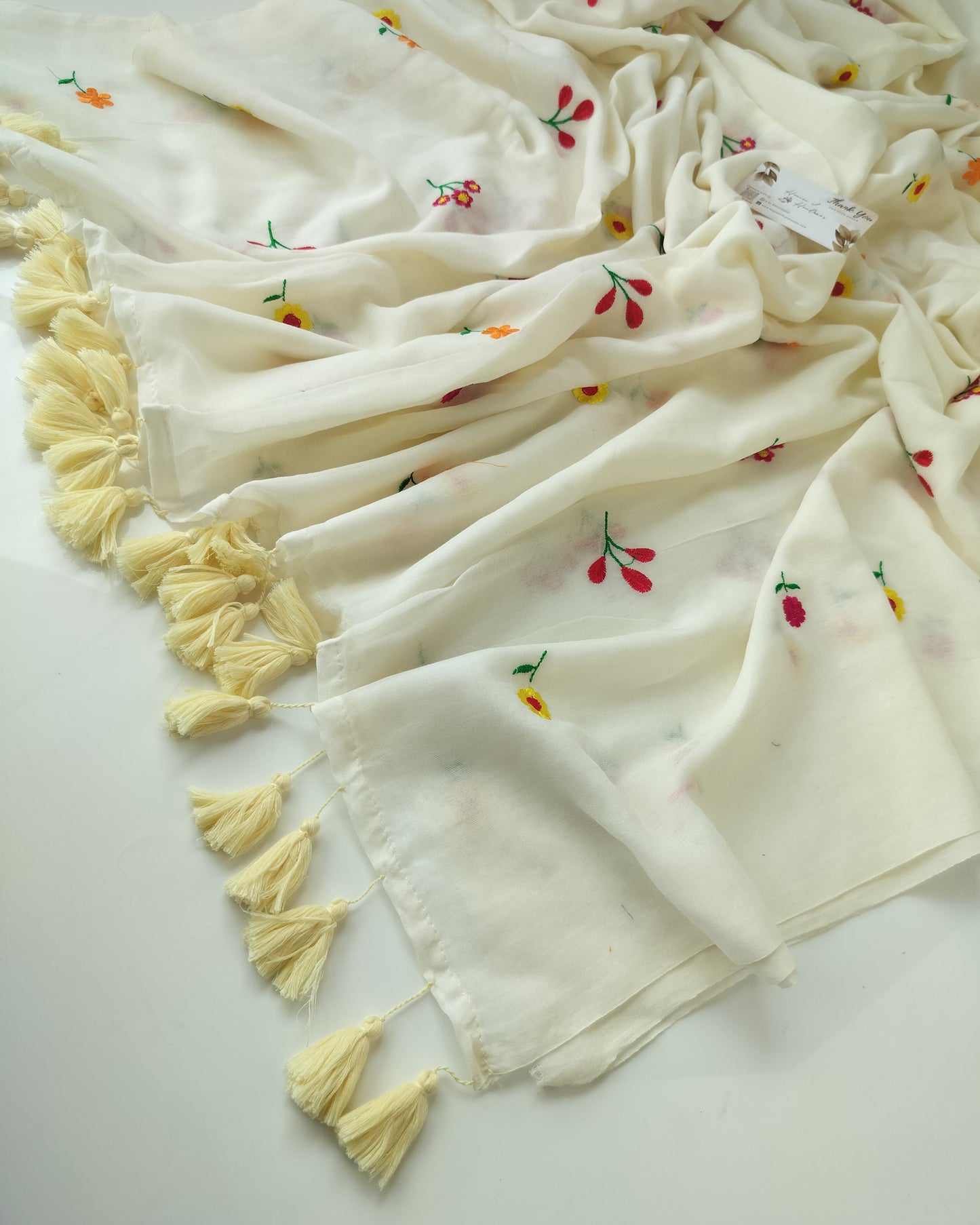 Festive Saree - Cream All Flower