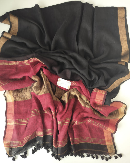 Linen by Linen - Black Maroon