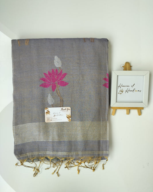 Linen by Linen - Grey Linen Jamdani