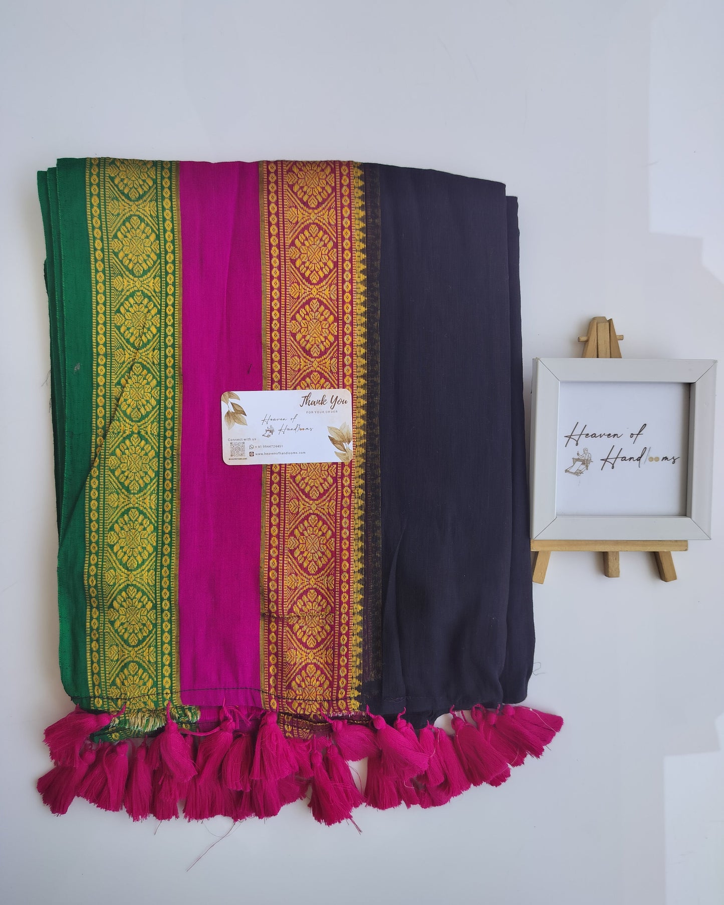 Festive Saree - Black Retta Patta