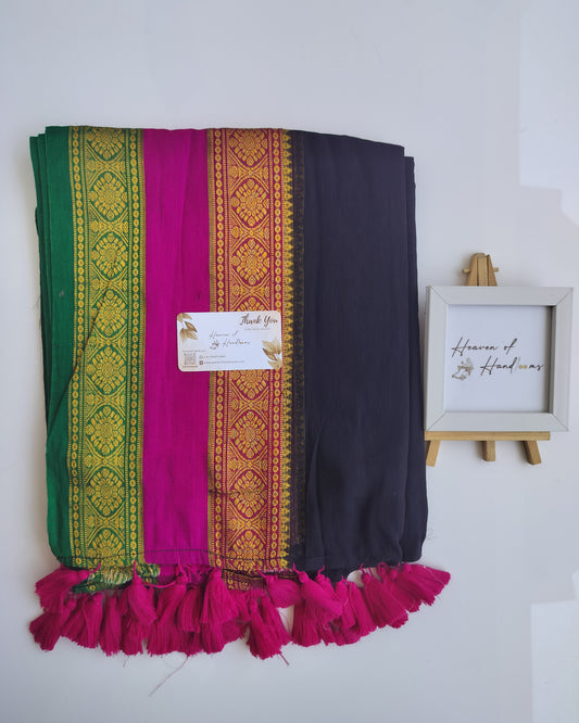 Festive Saree - Black Retta Patta