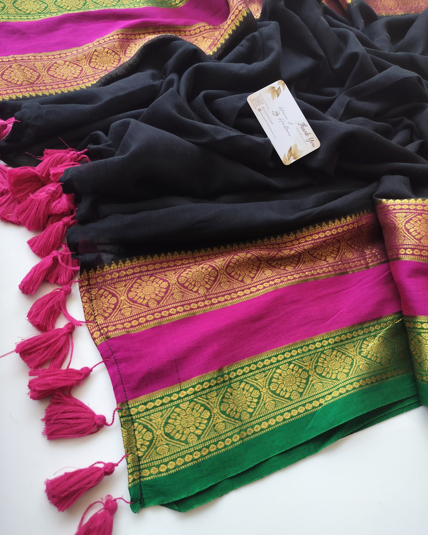 Festive Saree - Black Retta Patta