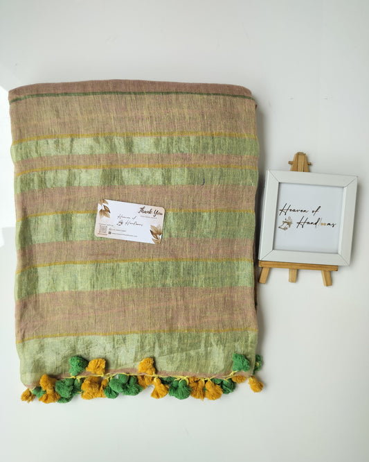 Linen by Linen - Pale Green and Brown