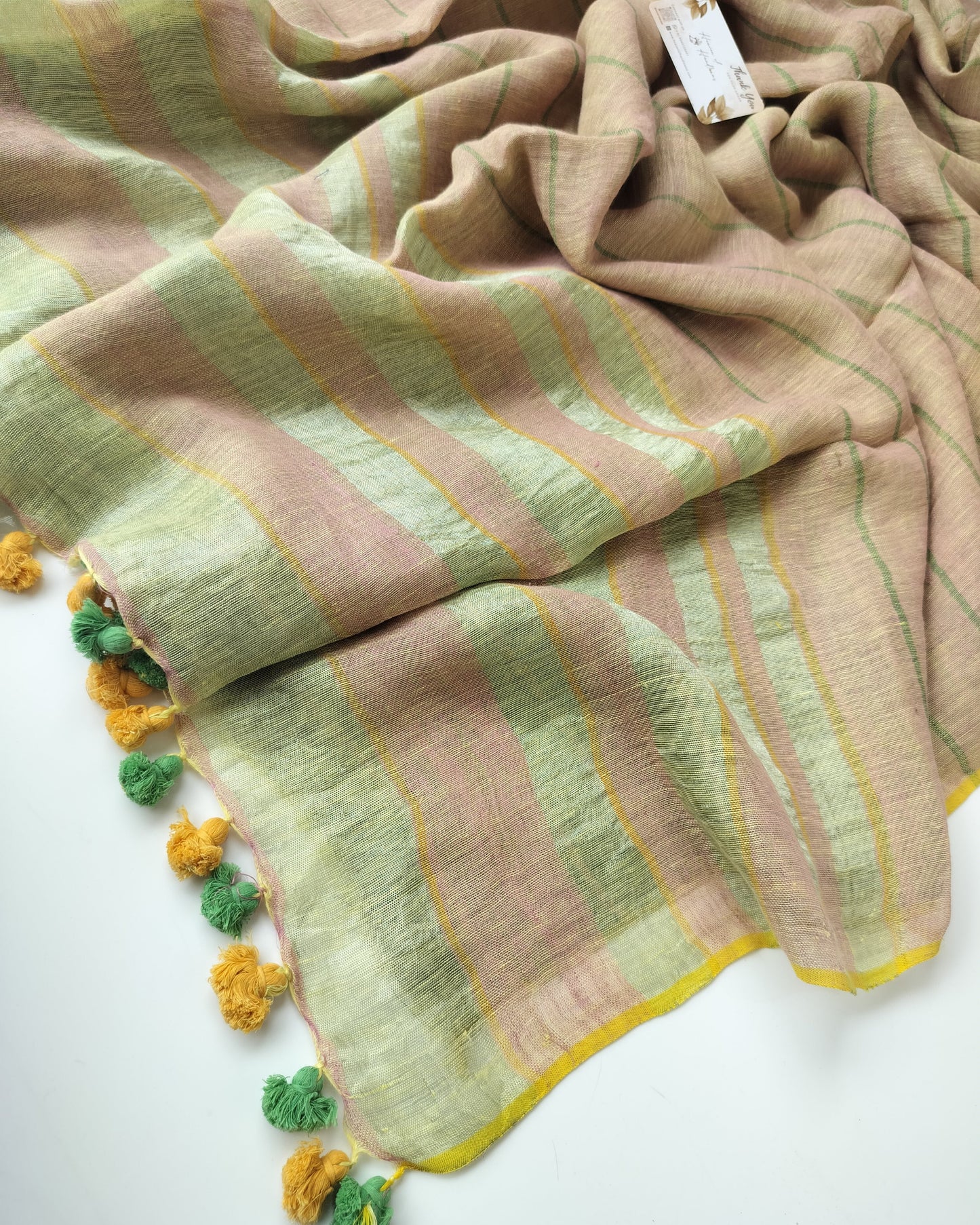 Linen by Linen - Pale Green and Brown