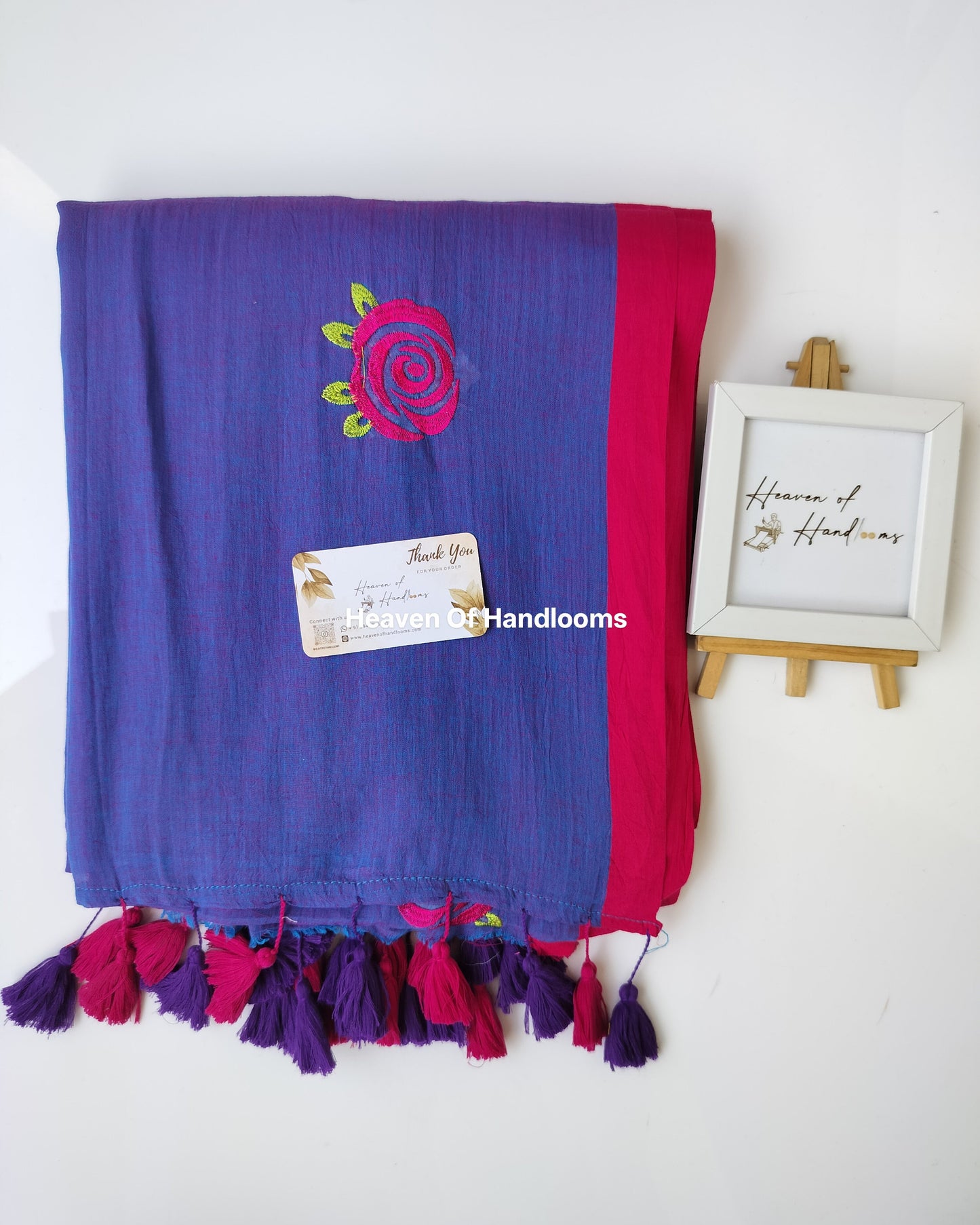 Embroidery Saree - Purple Shaded Rose