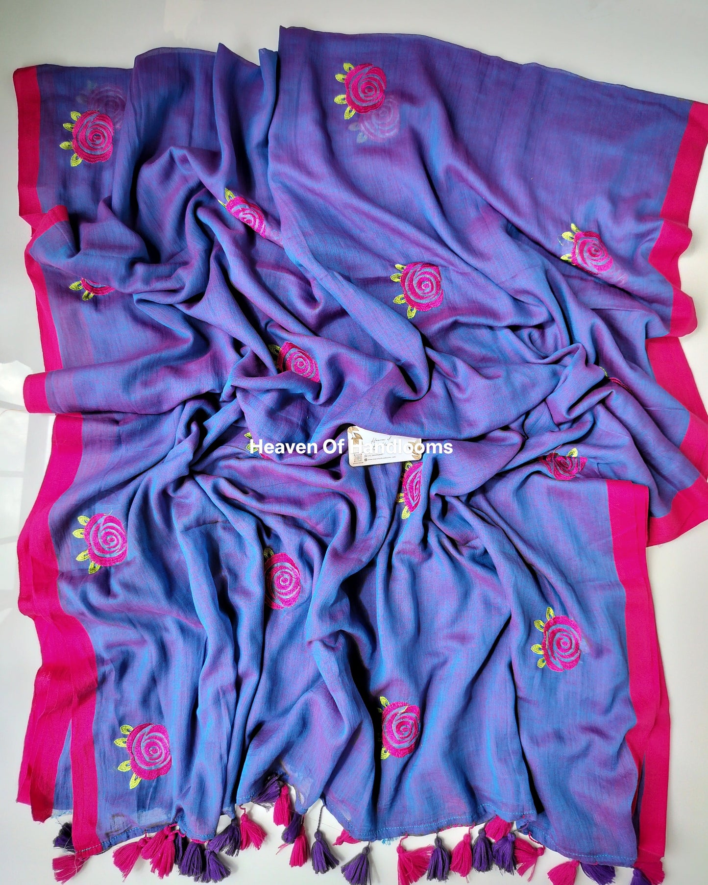 Embroidery Saree - Purple Shaded Rose
