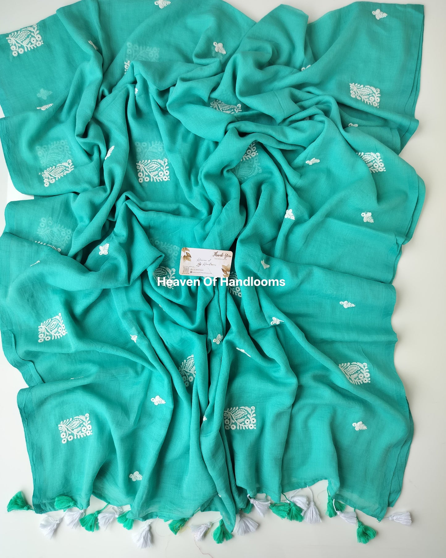 Embroidery Saree - Chikenkari Sea Blue