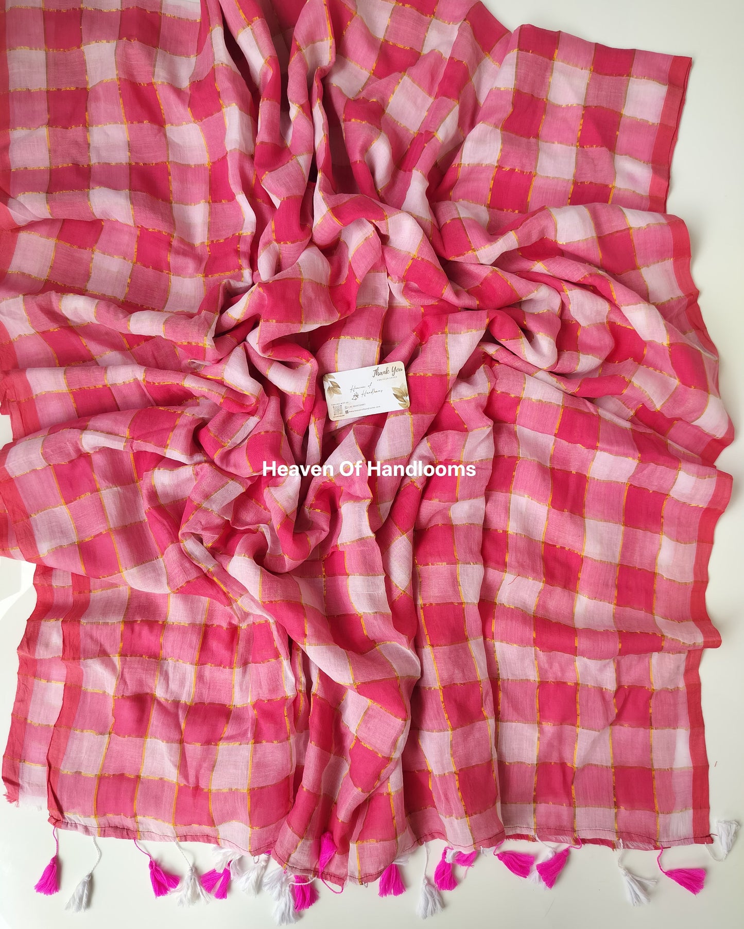 Festive Saree - Chess Pink